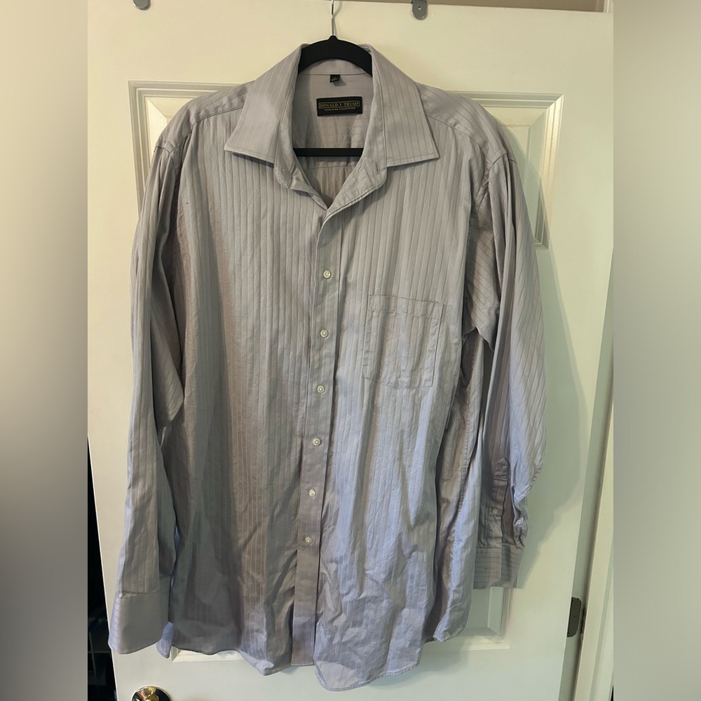 Donald Trump Signature Collection Dress Shirt Size Men's Neck 36/37 Tall Gray